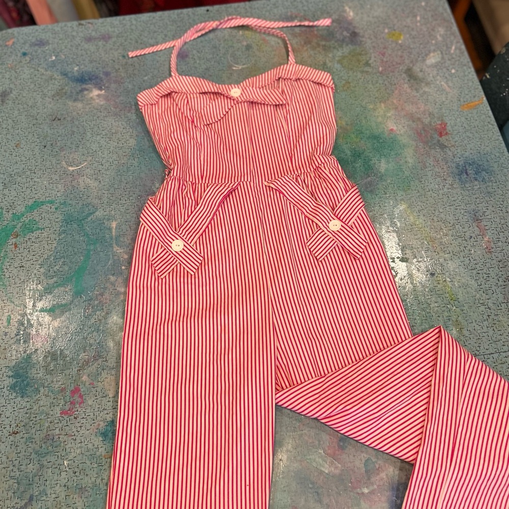 70s Candy Striped Jumpsuit
